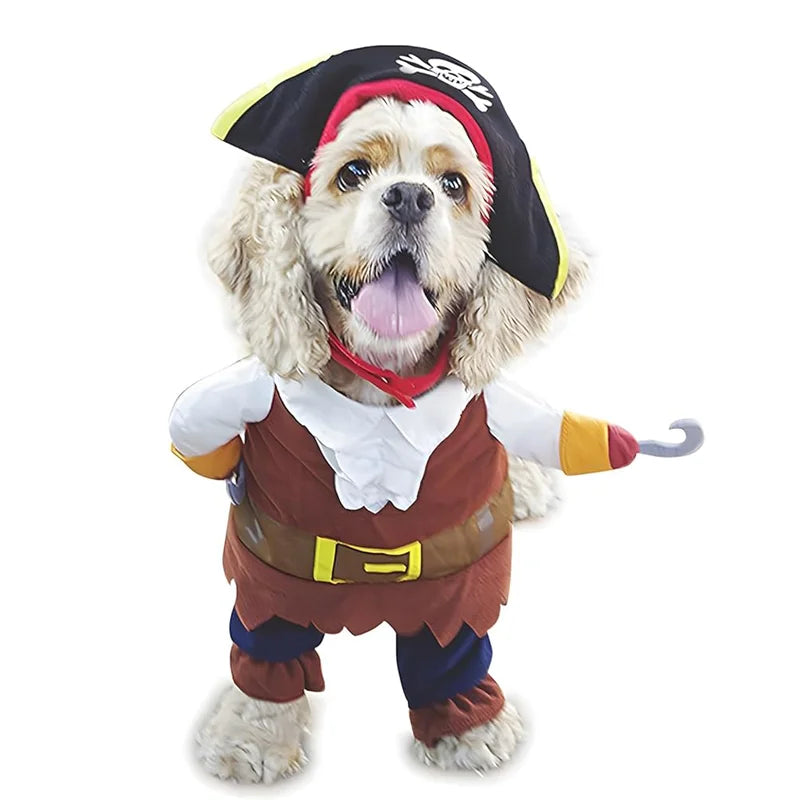 Engraçado roupas para animais de estimação pirata cão gato traje terno corsair vestir-se festa vestuário para gato cão mais chapéu traje do cão de estimação