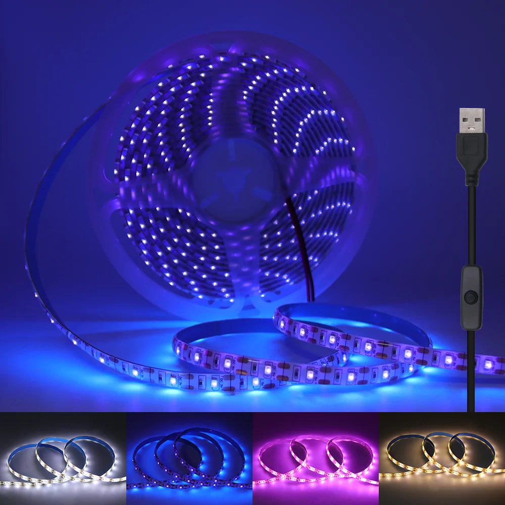 5v 2835 luz de tira led usb 60leds/m fita flexível led com interruptor branco quente à prova dwaterproof água luzes led para decoração do quarto