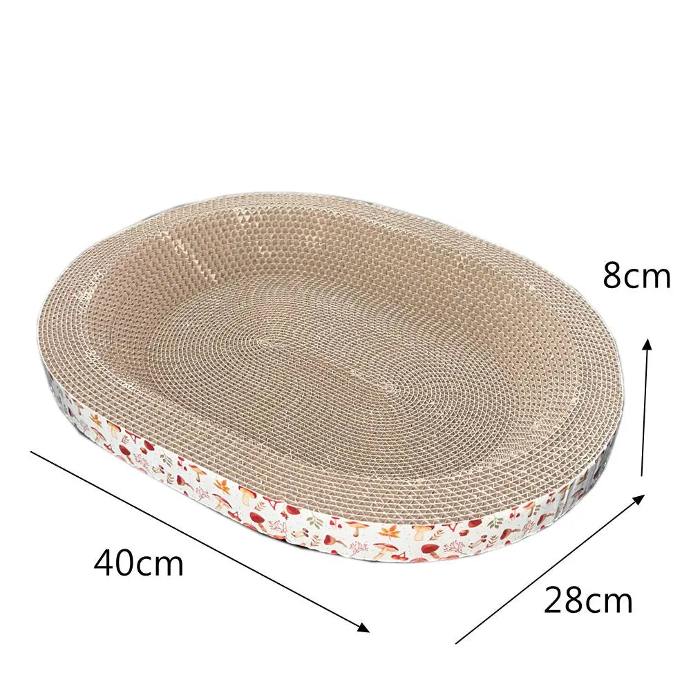 Placa de arranhar para gatos, proteção para móveis, brinquedos de garra, papel ondulado oval, resistente ao desgaste, ninho de gato