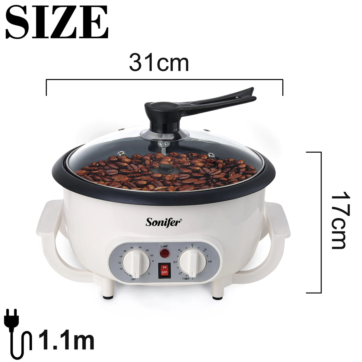 Sonifer-Elétrica Torrador De Feijão De Café, Cozimento Fogão, Pipoca Make Dryer, Secagem De Grãos, Feijão De Amendoim
