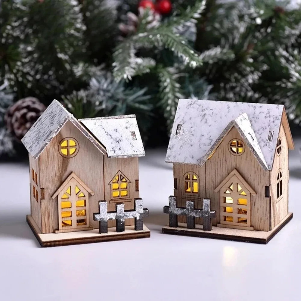 Natal led luz casa de madeira cabine luminosa feliz natal decorações para casa diy enfeites de árvore de natal crianças presentes ano novo