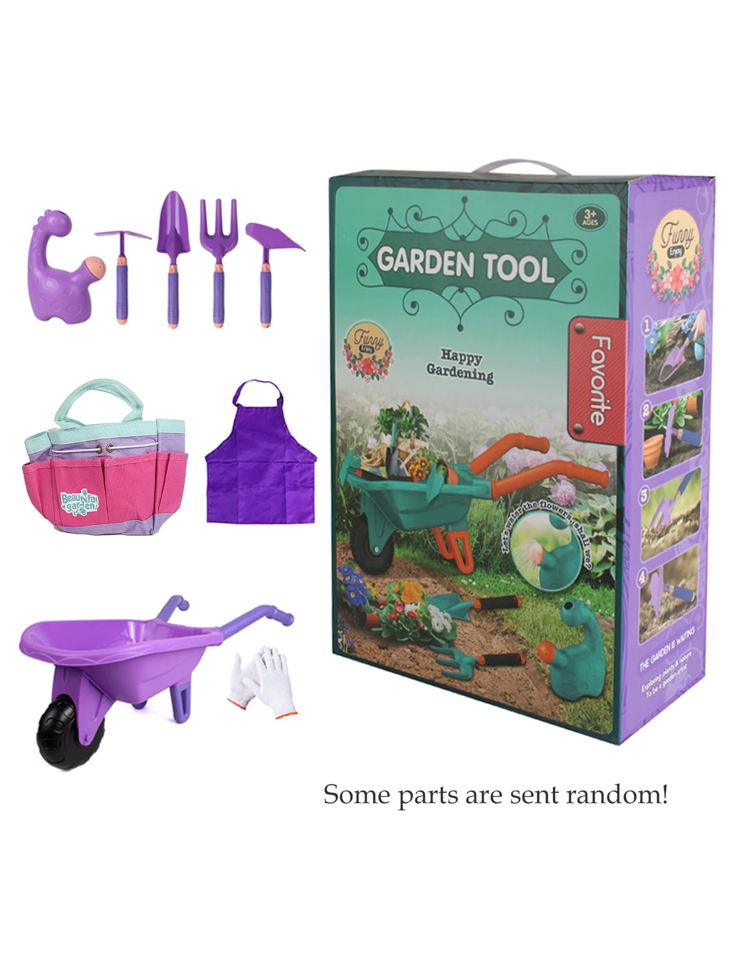 Conjunto de Ferramentas de Jardinagem para Crianças, Carrinho de Praia com Acessórios, Luvas e Ferramentas para Plantar Flores, Presentes para Meninos e Meninas