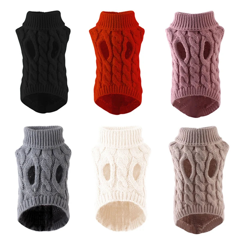 Roupas de inverno para animais de estimação, suéter para cães pequenos, roupas para gatos, quente, gola alta, chihuahua, colete lanoso, yorkie, casaco de cachorro de pelúcia