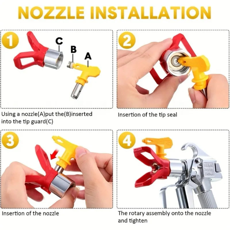 Bicos para Pistola de Pulverização Airless, Ferramentas de Pintura Airless, Conjunto de Bicos para Máquina de Pintura Airless, Protetor de Bicos