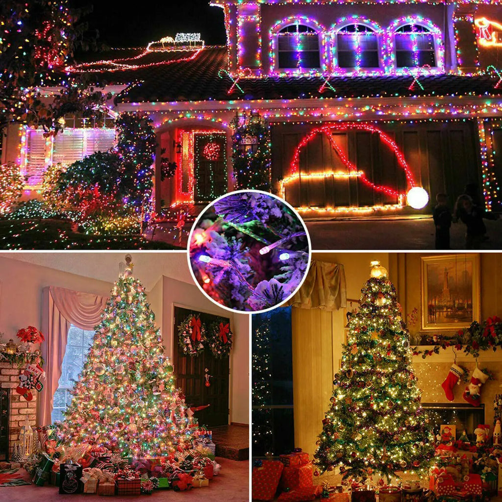 Luzes de corda solares LED 300LED 8 modos movidos a energia solar luzes de Natal ao ar livre à prova d'água estrelado luzes de fadas de Natal