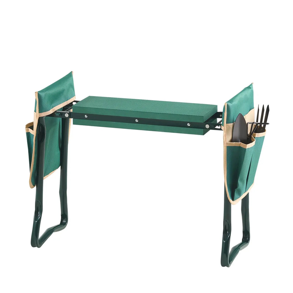 Heavy Duty 6 in Wide Garden Kneeler Seat Folding Garden Stool with 2 Tool Bags Garden Tools Accessory
