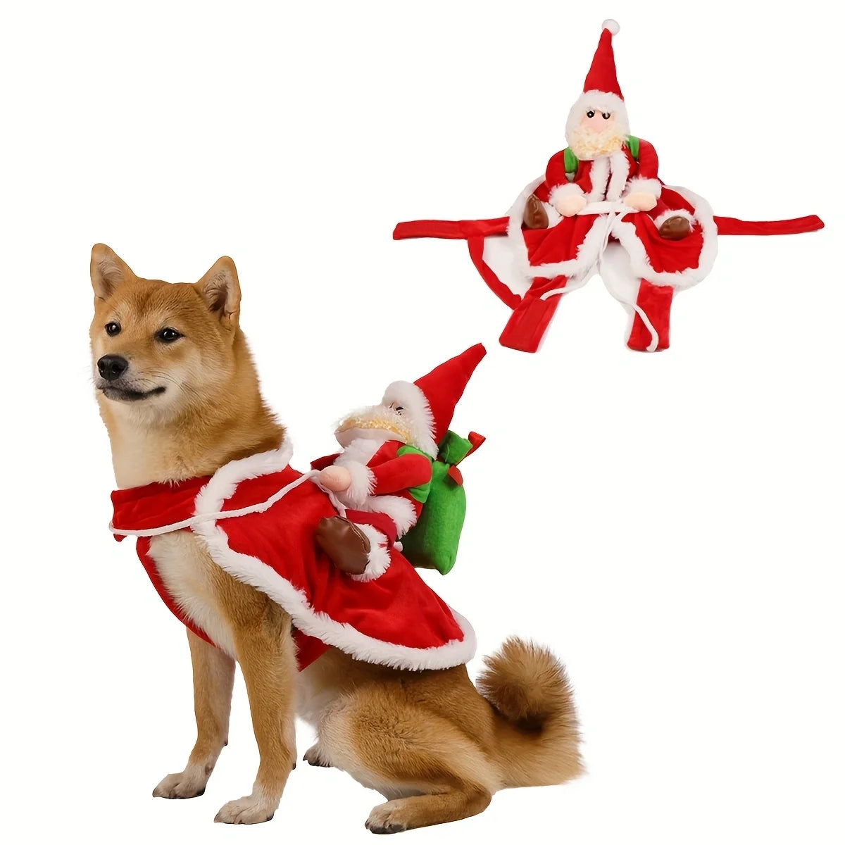 Nova Capa de Natal para Pets: Fantasia Engraçada de Papai Noel Montado para Cães e Gatos