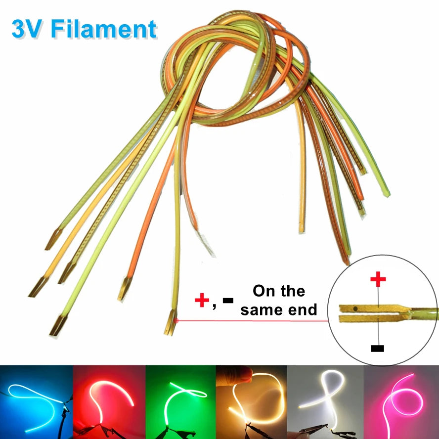 Led mesmo final filamento flexível ultra fino 3v espiral lâmpada filamento retro edison lâmpada peças diodo iluminação tira decoração