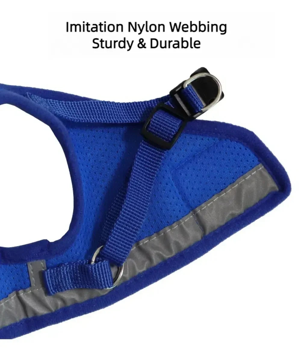 Conjunto de coleira de chumbo para gatos, ajustável, reflexivo, à prova de fuga, colete de malha para animais de estimação, coleira para cachorro, cachorro pequeno, gato, suprimentos para animais de estimação