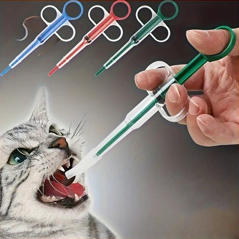 Dispensador de Comprimidos para Animais de Estimação Adequado para Gatos e Cães, Seringa para Medicamentos, Alimentador Oral de Comprimidos, Empurrador Simples de Comprimidos para Pets, Inclui 2 Opções de Ponta Macia