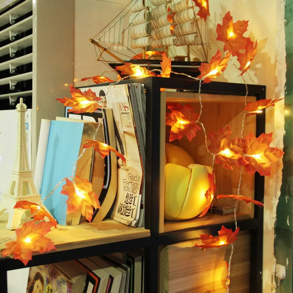 2/3/6m decoração de natal folhas de bordo artificiais folhas led luz corda lanterna guirlanda festa em casa diy deco halloween novo sim