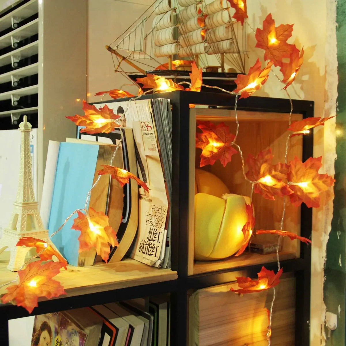 2/3/6m decoração de natal folhas de bordo artificiais folhas led luz corda lanterna guirlanda festa em casa diy deco halloween novo sim