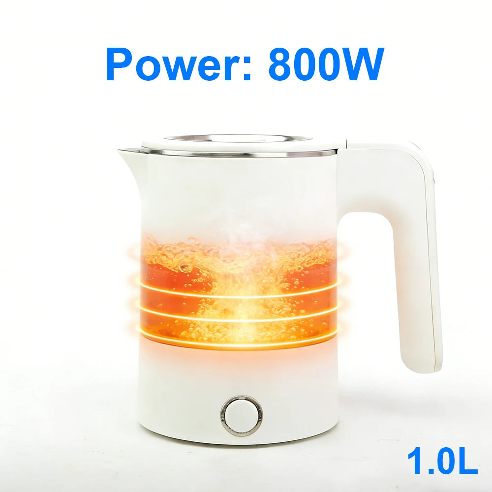 Chaleira Elétrica Portátil de 1.0L em Aço Inoxidável com Desligamento Automático para Viagens, Acampamentos e Uso no Exterior - Panela Inteligente