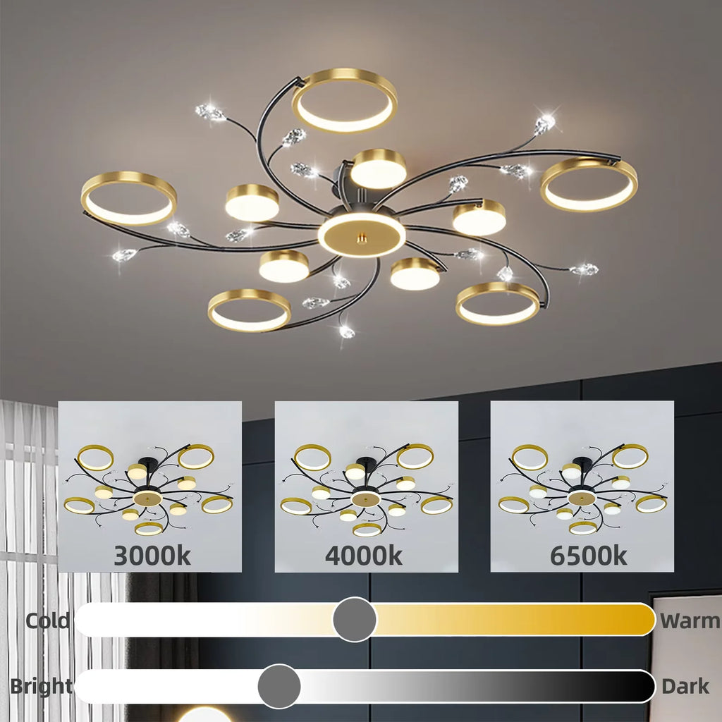 IRALAN-Lustre LED moderno para sala de estar, lustre redondo para cozinha, controle remoto inteligente, luz interior