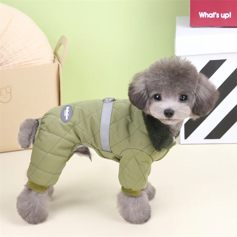 Casaco de estimação grosso colarinho de pele, roupas para cães, macacão, traje chihuahua, casaco pequeno, roupas de cachorro, quente, inverno