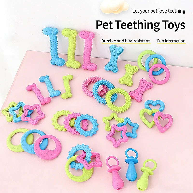 Brinquedo de Borracha Macia em Formato de Osso para Cães, Resistente à Mordida, para Limpeza de Dentes e Molares