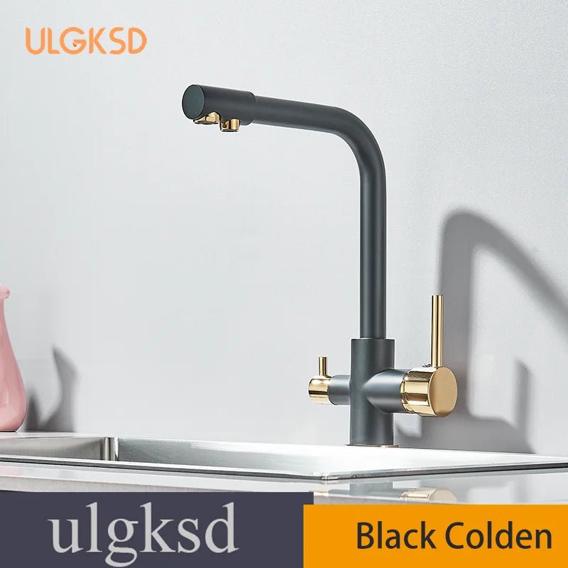 Ulksd torneira purificada cromada, torneira de cozinha com alça dupla, purificação de água potável, torneira misturadora de cozinha - Kasa & Pet