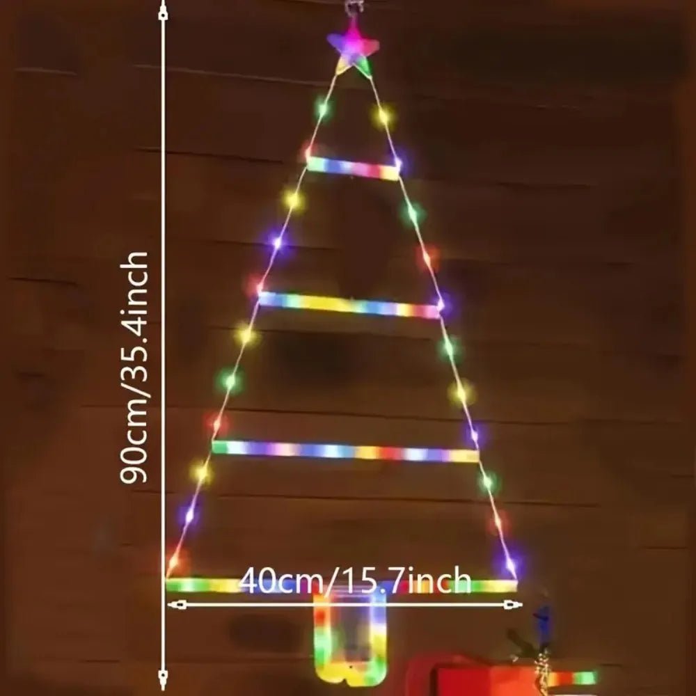 Luzes de Cordão LED em Forma de Escada para Árvore de Natal, Luzes de Fada Suspensas Alimentadas por Bateria, Para Decoração de Árvore de Natal e Casa
