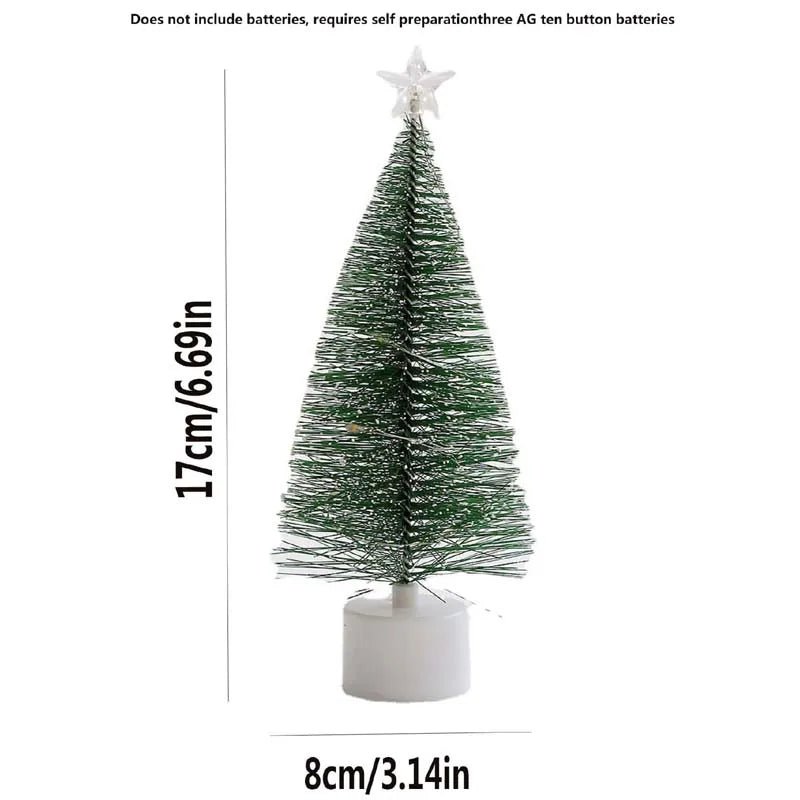 Luminoso mini árvores de natal luzes led decoração para casa velas eletrônicas presentes das crianças ano novo festa de natal ornamento