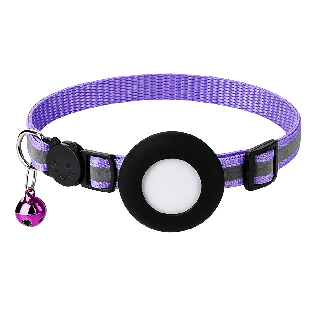 Coleira para Gato Airtag, Fivela de Segurança Refletiva com Sino, Coleira GPS Ajustável Anti-Perda para Gatinhos e Filhotes