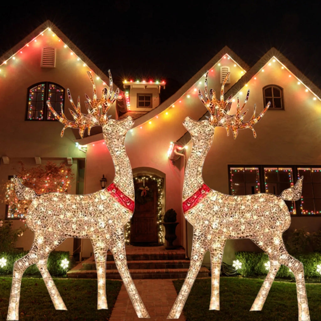 Natal iluminado veados decoração luz led rena elk esculturas luminosas jardim gramado ao ar livre quintal natal gota ornamentos