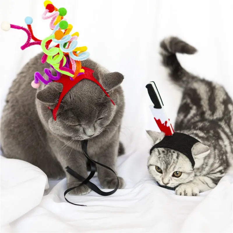 Traje de animal de estimação engraçado headwear para gato filhote de cachorro cão halloween fotografia adereços fontes de festa acessórios para animais de estimação