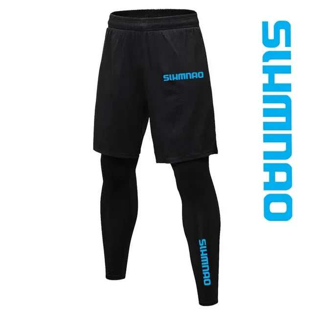 2025 Men's Outdoor Casual Quick-Drying Fishing Pants, Cycling, Hiking, and Elastic Compression Two-Piece Fitness Running Pants