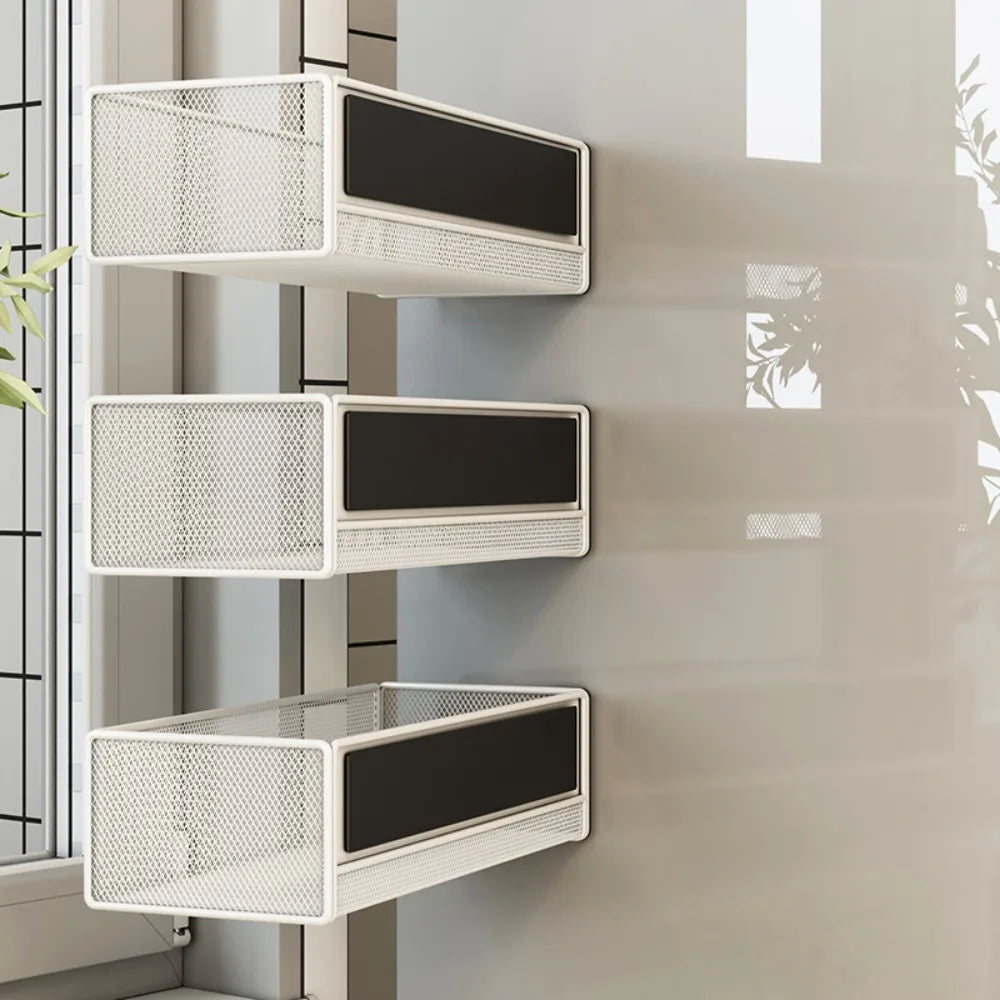 Prateleira Magnética de Metal para Refrigerador, Multifuncional, Sem Furos, Suporte Quadrado Durável para Armazenamento na Cozinha