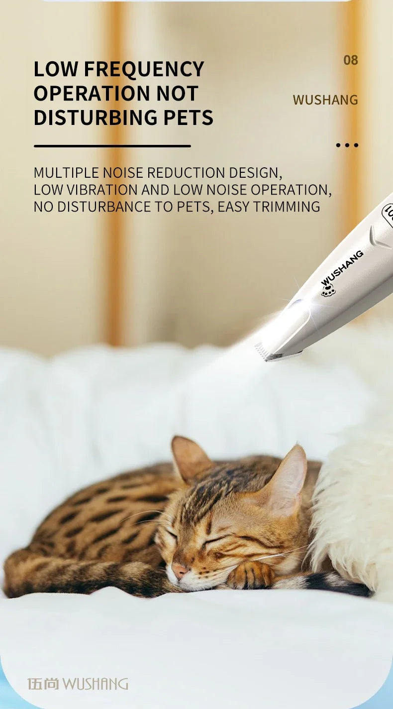 Aparador Elétrico para Cães com Luz LED, Impermeável, Aparador de Pelos para Patas de Animais de Estimação, Baixo Ruído, para Rosto, Patas, Orelhas e Pelos de Gato e Cão