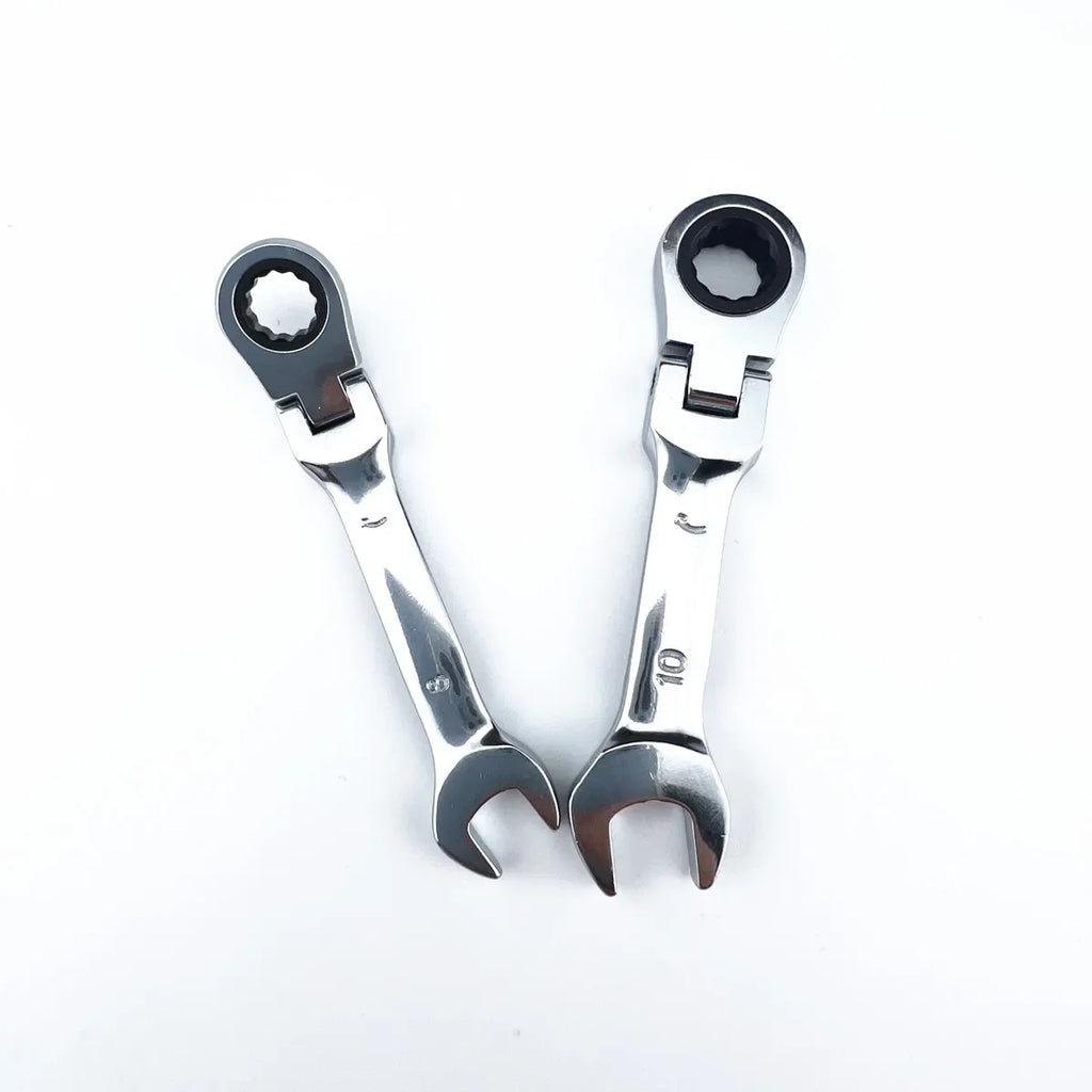 Mini chave de catraca de alça curta com cabeça móvel, chave de extremidade aberta rápida de dupla finalidade, ferramenta de hardware, chave de economia de trabalho