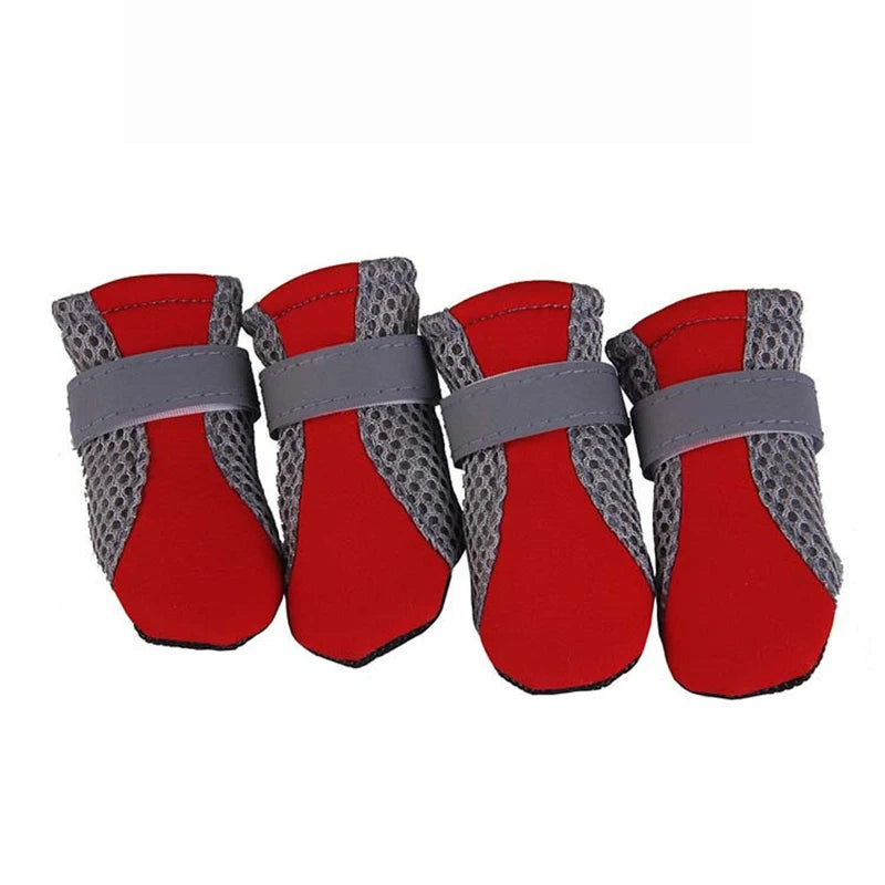 Sapatos para cães de estimação, respirável, à prova d'água, rede de caminhada ao ar livre, macio, verão, botas reflexivas seguras noturnas para cães pequenos e médios