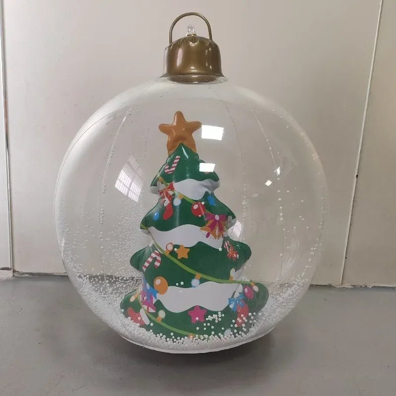 Bola Decorativa Inflável de Natal 60cm, Bolas Gigantes Grandes de PVC para Exteriores, Decorações para Árvore de Natal, Bola de Brinquedo Sem/Com Luz