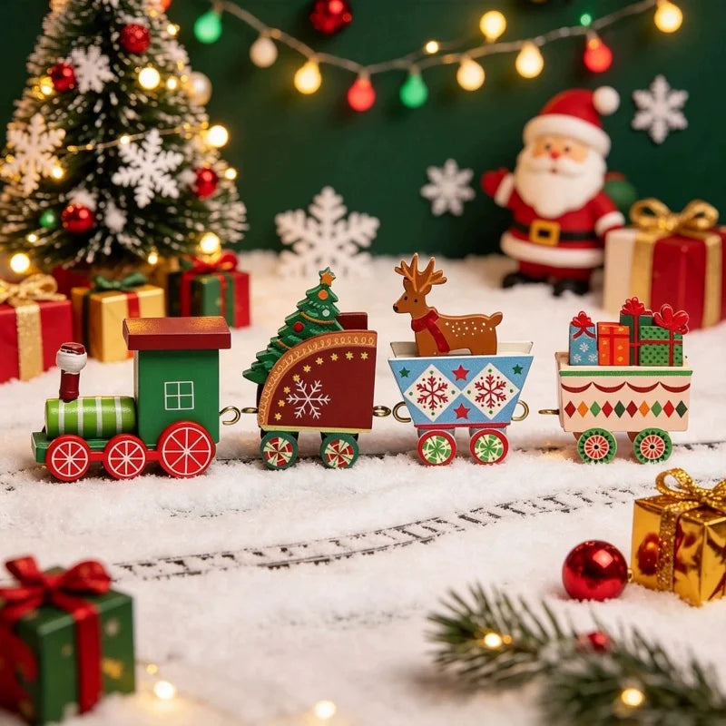 Decoração de Trem de Natal com Design Pintado Encantador, Decorações de Natal para Exibição em Mesa e Vitrine, Presentes