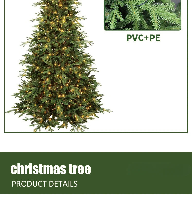 Árvore de Natal artificial, feita de PE com mistura de materiais e iluminação LED, árvore de Natal de alta qualidade, 1,2 m, decorações para o Natal e Ano Novo.