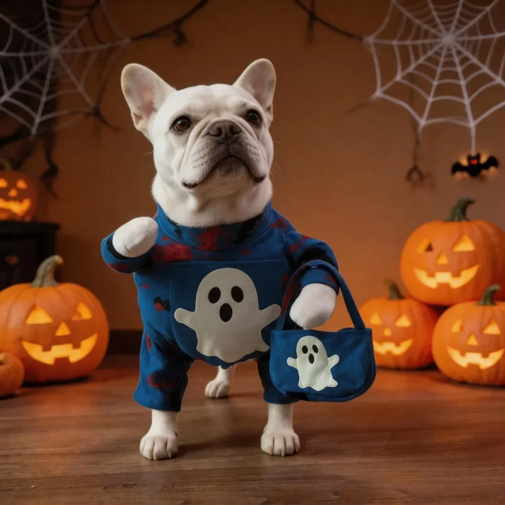 Roupas de Halloween para Cães, Fantasia Engraçada para Animais de Estimação com Fantasma Fluorescente, Vestido Fofo para Cães e Gatos, Conjunto de Roupas Festivas para Festa