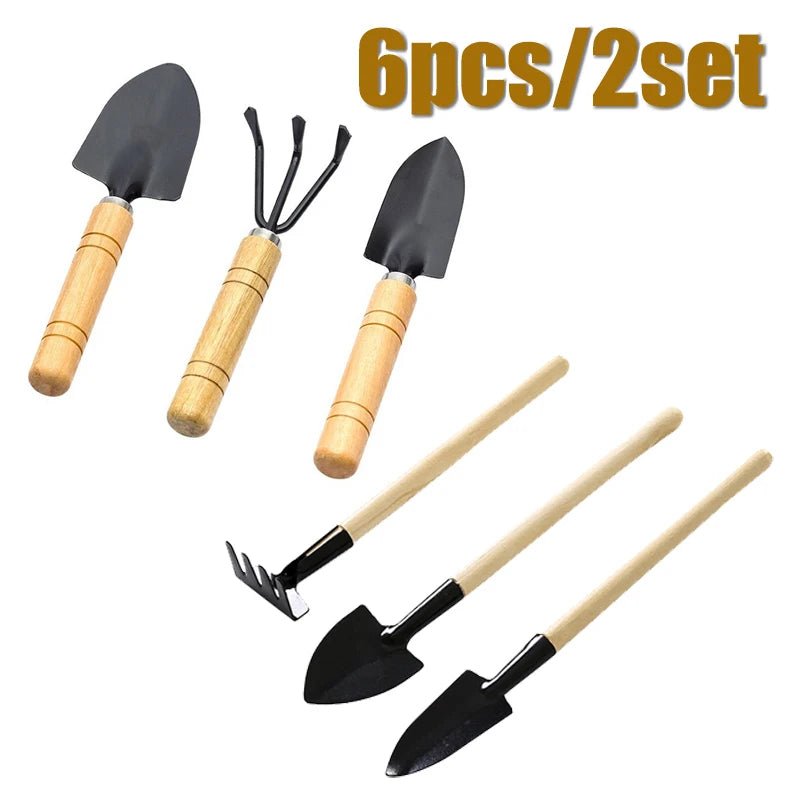 3pc/1 conjunto mini conjunto de ferramentas jardinagem portátil pequena ferramenta jardinagem com alças pá ancinho jardinagem interior plantio flor ferramentas - Kasa & Pet
