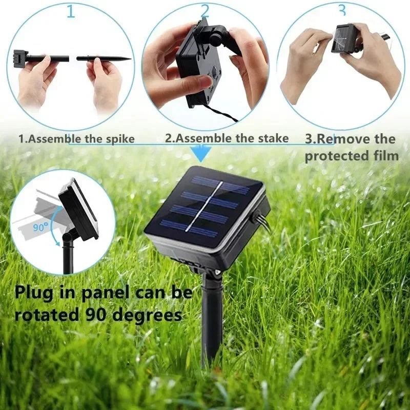 Decorações para Árvore de Natal, Luzes de Cordão Solares para Jardim Externo, Luzes de Fio de Cobre LED para Festas em Casa, Casamentos, Ano Novo 2027