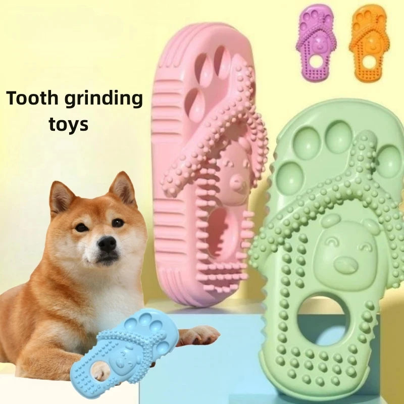 Chinelos para mordida de cães, brinquedos para animais de estimação, para mordiscar gatos e cães, com pontas salientes, para limpeza e afiação dos dentes, brinquedos de TPR com som, brinquedo para animais de estimação