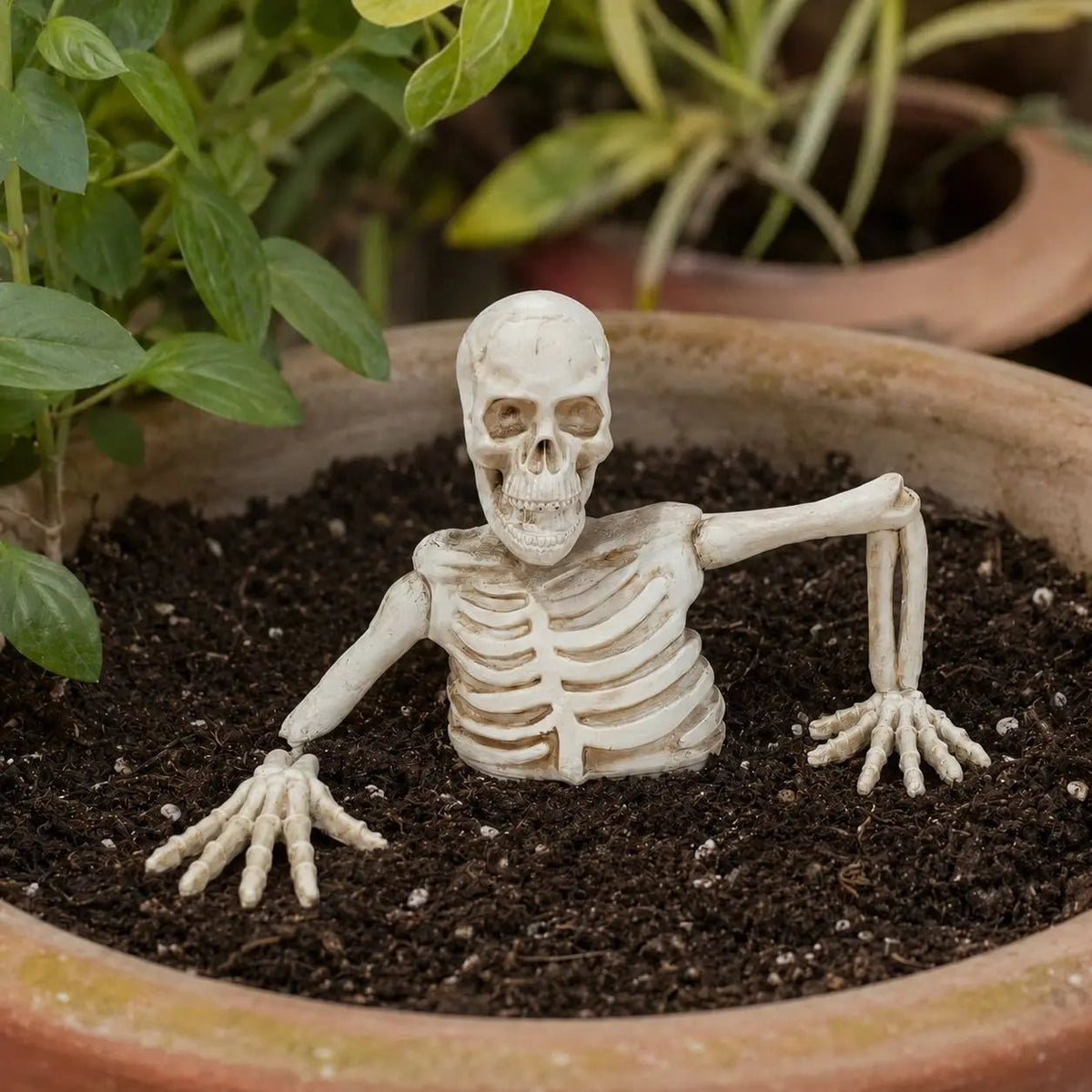 Decoração de Halloween: Esqueleto de Meio Corpo com Crânio para Bonsai, Decoração de Esqueleto de Meio Corpo para Interiores e Exteriores, Adereço para Decoração de Quintal - Kasa & Pet