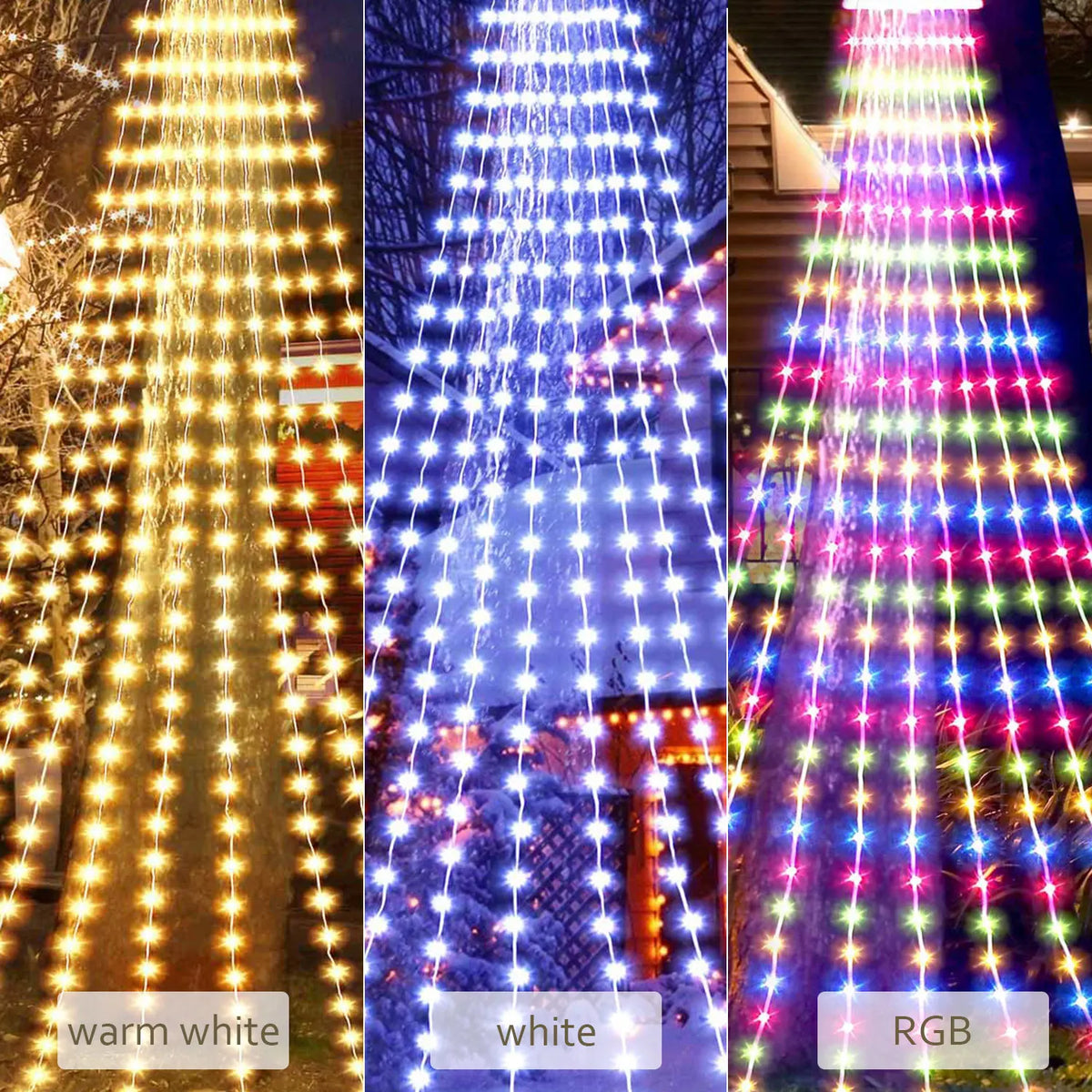 Luzes LED do ramo do Natal, ornamentos do jardim, guirlanda, lâmpadas da cachoeira, decoração exterior da casa, festa de casamento, 2m, 100Leds