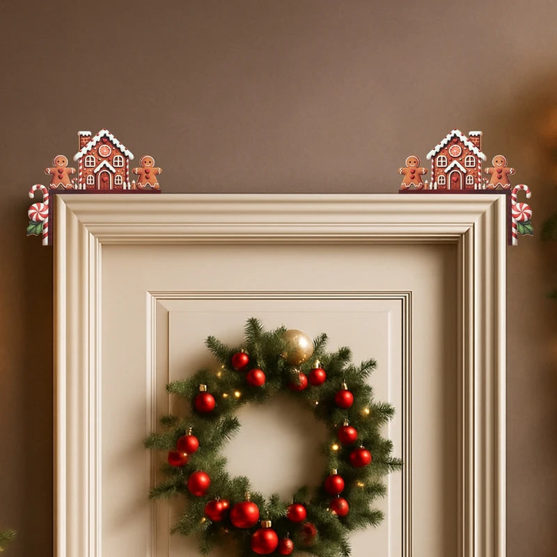 Decoração de moldura de porta de natal decoração de feliz natal para casa 2025 pingente enfeites de madeira de natal navidad natal presente de ano novo