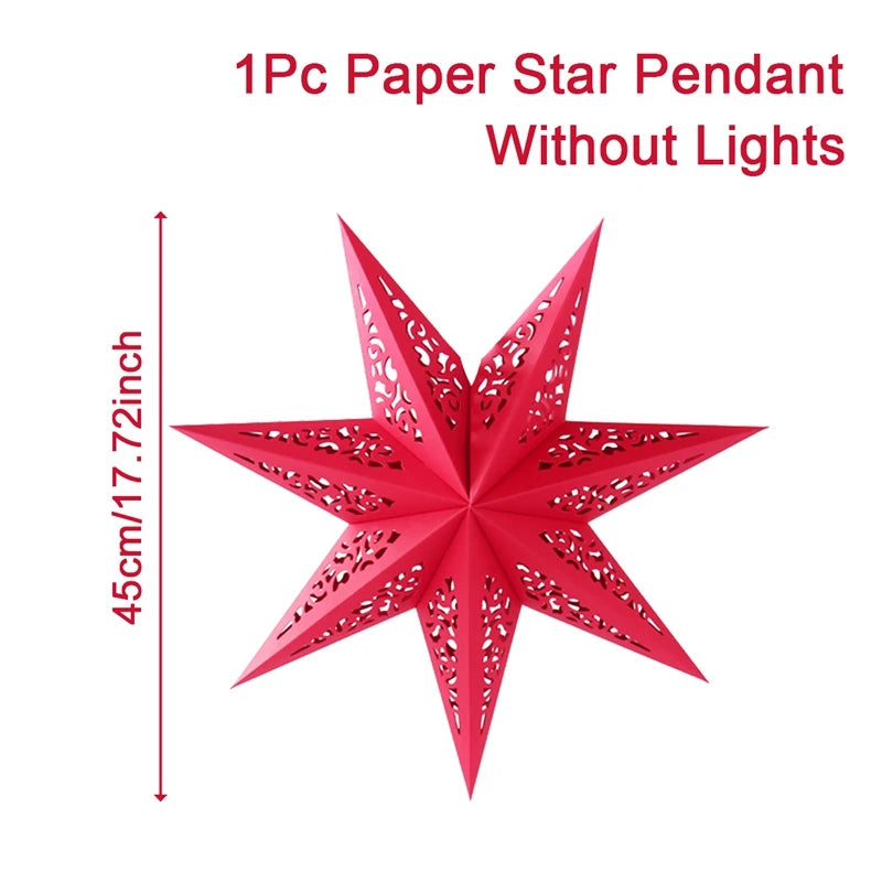 Estrela oca pendurado pingentes ramadan decoração 2024 para casa navidad natal noel presentes enfeites de natal ano novo 2024