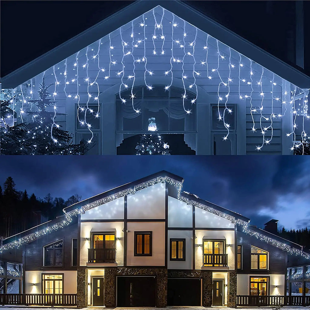 Decoração de natal 2024/2025 luzes de cortina led de gelo para queda ao ar livre 0.4/0.5/0.6m luzes de natal para casa ano novo 2025