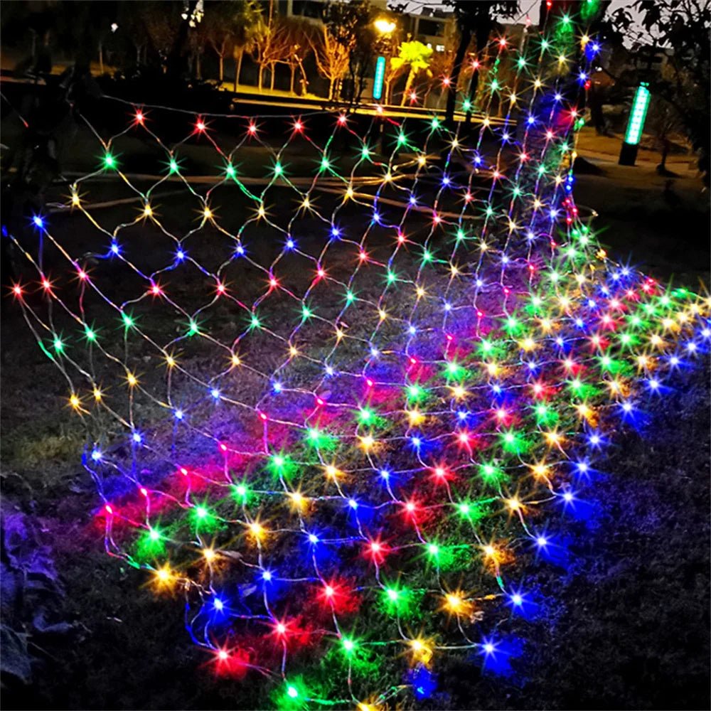Rede de luzes de natal 6m x 4m led luzes de malha decoração do jardim ao ar livre festão rua guirlanda fada festa de natal decoração de casamento - Kasa & Pet
