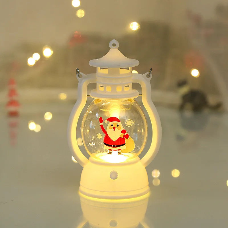 Portátil led natal papai noel boneco de neve lanternas decoração interior luzes alimentado por bateria para casa natal ano novo navidad ornamentos