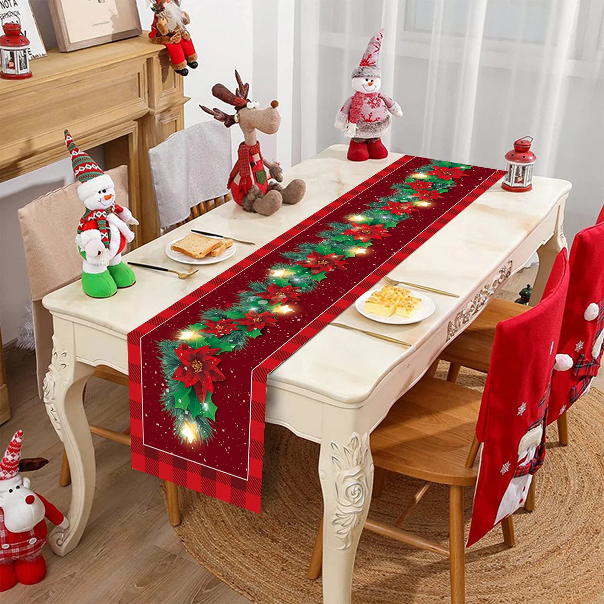 Natal papai noel corredor de mesa navidad natal noel árvore boneco de neve bandeira de mesa feliz natal decoração para casa 2025 ano novo 2026