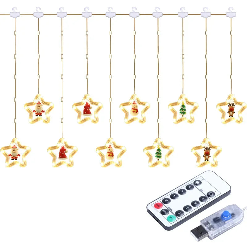 Natal LED Strip Lights para decoração do quarto, lâmpada guirlanda, plugue USB, quarto, sala de estar, janela