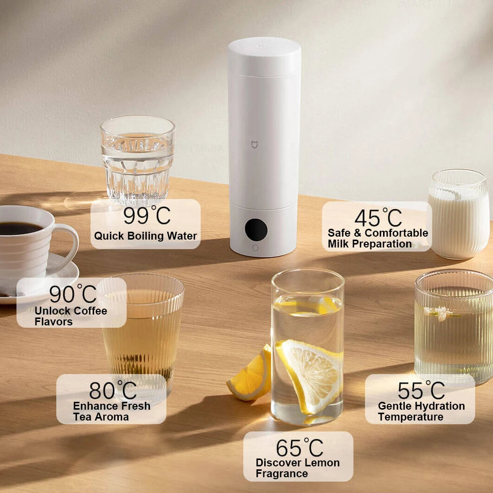 Chaleira Elétrica Inteligente Xiaomi Mijia 350ml, Copo Térmico Portátil com Fervura Rápida e Controle de Temperatura Isolado para Viagens