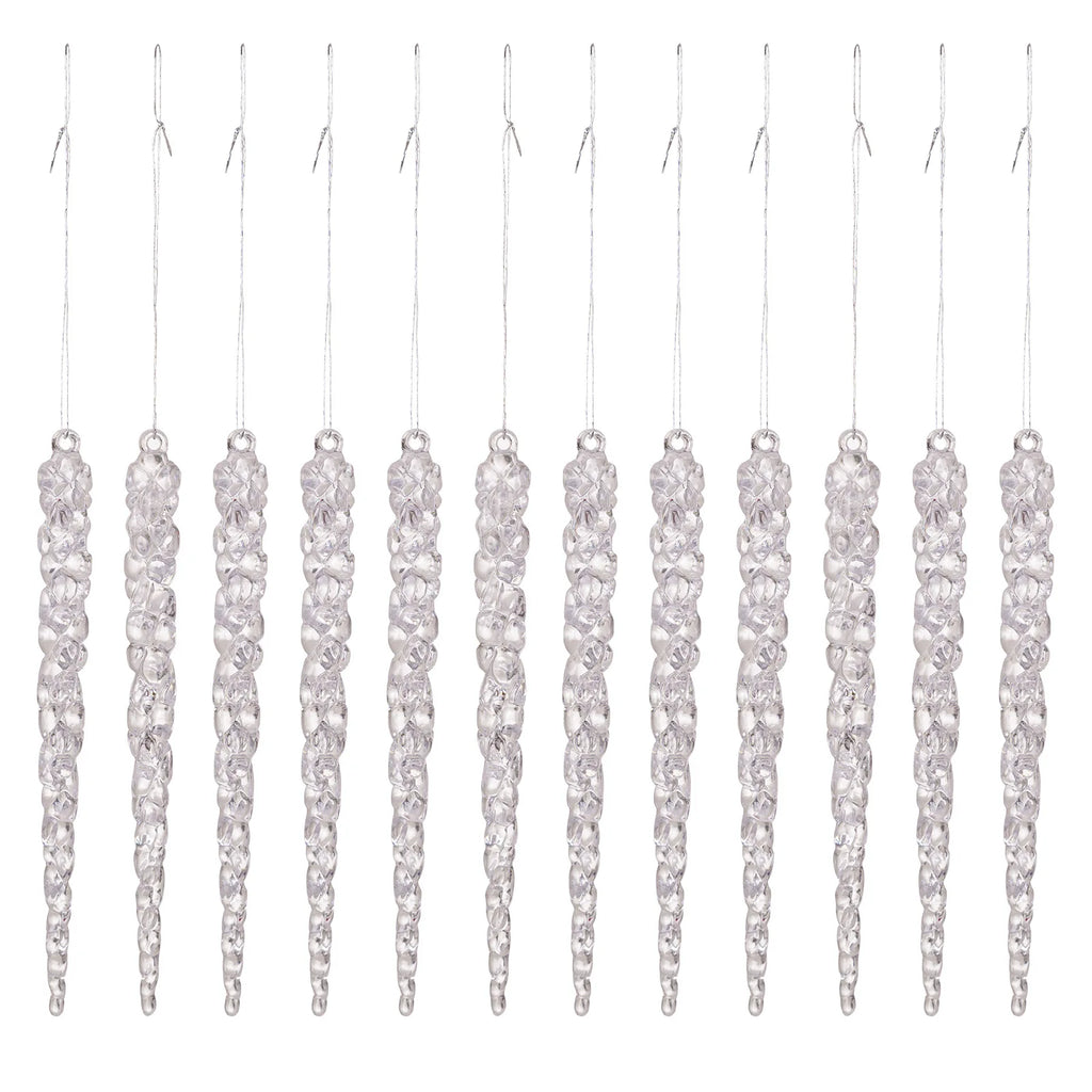 Simulação de Natal Icicles acrílicos, ornamento de Natal, gelo falso para festa de inverno, decoração de ano novo, 15cm, 6 peças