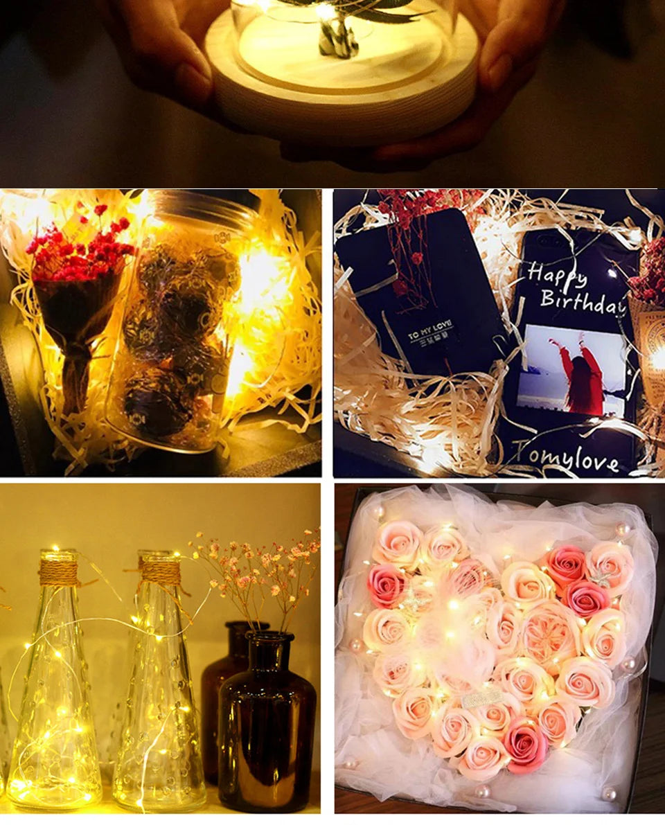 Outdoor LED Fairy Light String para o Natal, fio de cobre impermeável, decoração da guirlanda, casamento